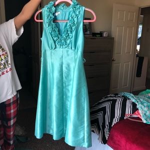 Maggy London Turquoise Dress with ruffled design